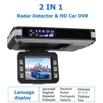 

Auto Recorder Multi-Lanuage 2 in 1 Car DVR Recorder Radar Speed Detector G-sensor Traffic Alert Night Vision Dash Camera