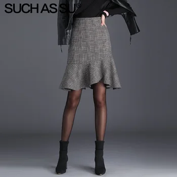 New Autumn Winter Knit Lattice Skirts Women 2019 Gray High Waist Knee-Length Mermaid Skirt S-3XL Plus Size Ruffle Skirt Female
New Autumn Winter Knit Lattice Skirts Women 2019 Gray High Waist Knee-Length Mermaid Skirt S-3XL Plus Size Ruffle Skirt Female