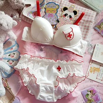 Anime Japanese Kawaii Intimates Set Teenage heart thickening gathered Nurse Embroidery Comfortable Bra & Panties Set Cosplay
Anime Japanese Kawaii Intimates Set Teenage heart thickening gathered Nurse Embroidery Comfortable Bra & Panties Set Cosplay