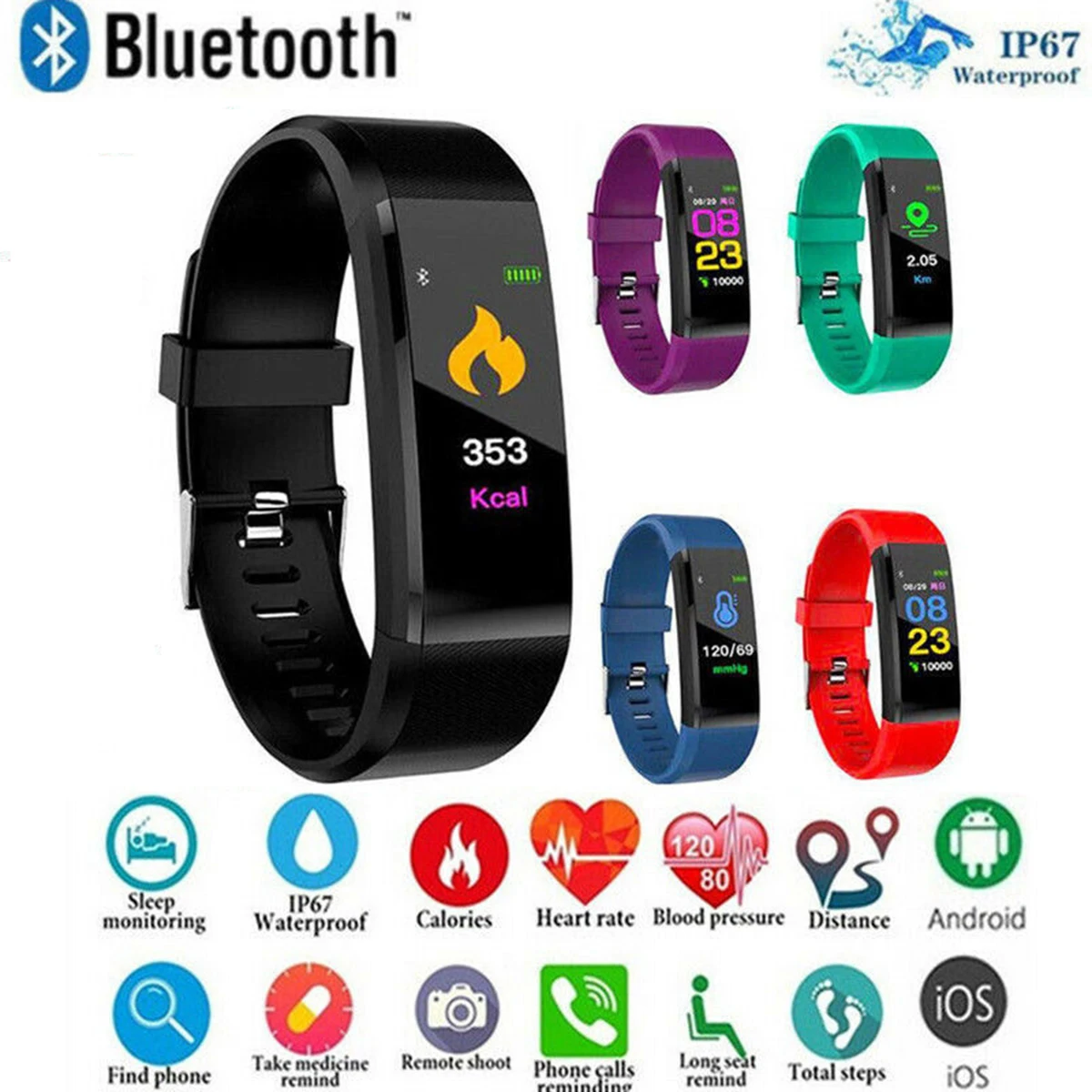 Brief 115 Plus Smart Bracelet With Color Screen Fitness Tracker Heart Rate Monitoring Sport Blood Pressure Watch For IOS Android
Brief 115 Plus Smart Bracelet With Color Screen Fitness Tracker Heart Rate Monitoring Sport Blood Pressure Watch For IOS Android