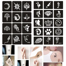 178 pièces tatouage pochoir dessin modèle pour aérographe paillettes ou henné tatouage petite fleur mignonne papillon dessin animé 21cm * 29cm * 7 feuille(China)