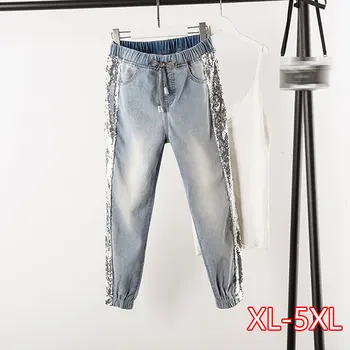 Plus Size Side Sequins Jeans Ankle Length Jogger 3Xl 4Xl Spring Summer Lady Light Blue Elastic Waist Capris Jean Denim Pants
Plus Size Side Sequins Jeans Ankle Length Jogger 3Xl 4Xl Spring Summer Lady Light Blue Elastic Waist Capris Jean Denim Pants