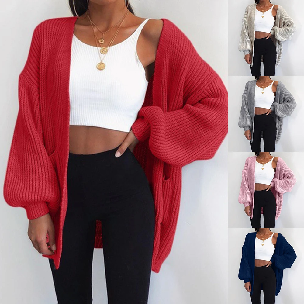 Puimentiua 2019 Women's Loose Open Front Long Sleeve Solid Color Knit Cardigans Sweater Blouses with Packets
Puimentiua 2019 Women's Loose Open Front Long Sleeve Solid Color Knit Cardigans Sweater Blouses with Packets