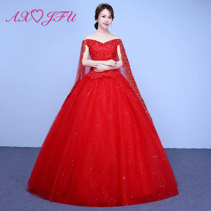 AXJFU flower red lace Vintage wedding dress turkey princess boat neck beading crystal with view flower white wedding dress
AXJFU flower red lace Vintage wedding dress turkey princess boat neck beading crystal with view flower white wedding dress