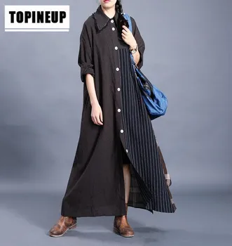 Women Retro Lapel Button Loose Plaid Stitching Irregular female trench coat 
Women Retro Lapel Button Loose Plaid Stitching Irregular female trench coat