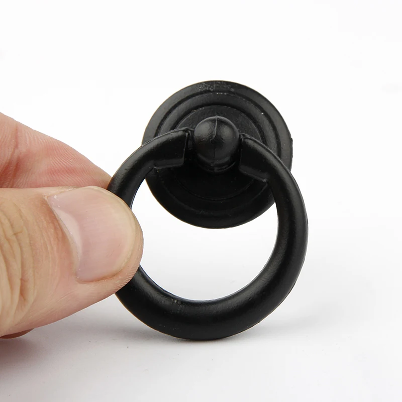 8pcs Black Ring Pull Handle Cabinet Drawer Dresser Kitchen Cupboard Drop Knobs