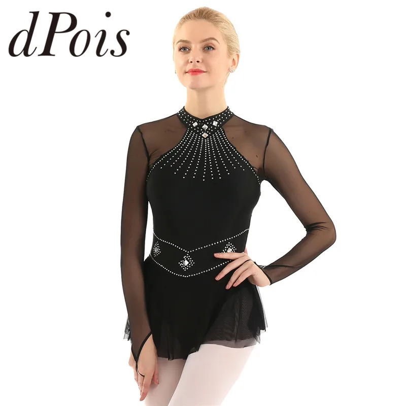Womens Adult Shiny Rhinestones Long Sleeve Figure Ice Skating Dress with Fingertip Mesh Splice Gymnastics Ballet Leotard Dress
Womens Adult Shiny Rhinestones Long Sleeve Figure Ice Skating Dress with Fingertip Mesh Splice Gymnastics Ballet Leotard Dress