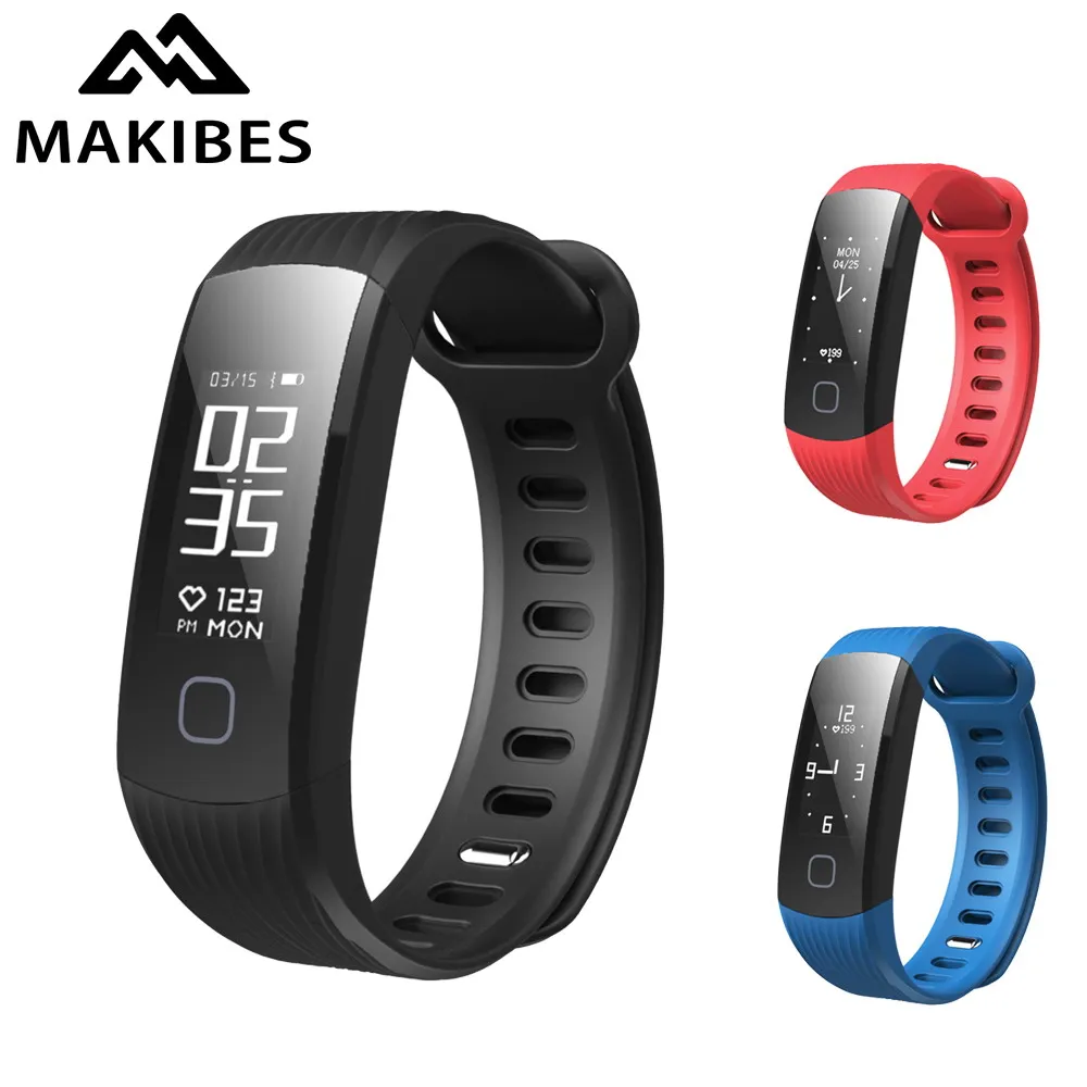 

Makibes HR1 Men Bluetooth 4.0 Smart Bracelet Fitness Activity Tracker Continuous Heart Rate Monitor Wristband For Android ios