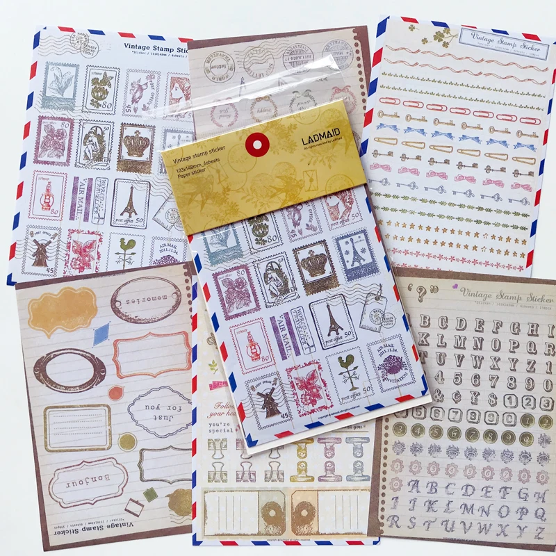 6 Sheets Cute Vintage Stamp Sticker Adhesive Stickers Decorative Album Diary Stick Label Hand Account Decor Stationery
6 Sheets Cute Vintage Stamp Sticker Adhesive Stickers Decorative Album Diary Stick Label Hand Account Decor Stationery