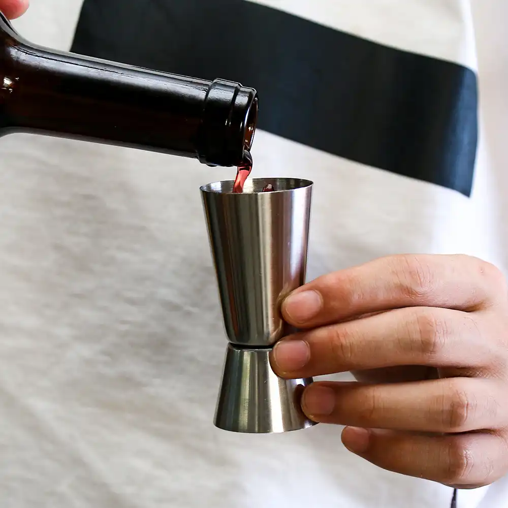 steel dual shot drink spirit measure jigger cup cocktail shaker