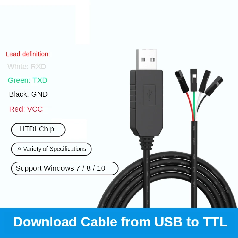 

TTL Download Cable USB To TTL Cable Program Software Burning USB To Serial MCU Upgrade Data Cable FTDI