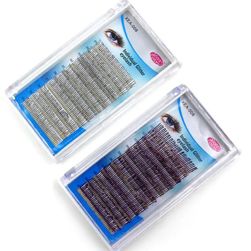 12 Strips Fashion Glitter Eyelash Extensions C Curl 0.15mm Shiny Colorful False Eyelash Silver/Purple Individual Eyelashes
12 Strips Fashion Glitter Eyelash Extensions C Curl 0.15mm Shiny Colorful False Eyelash Silver/Purple Individual Eyelashes