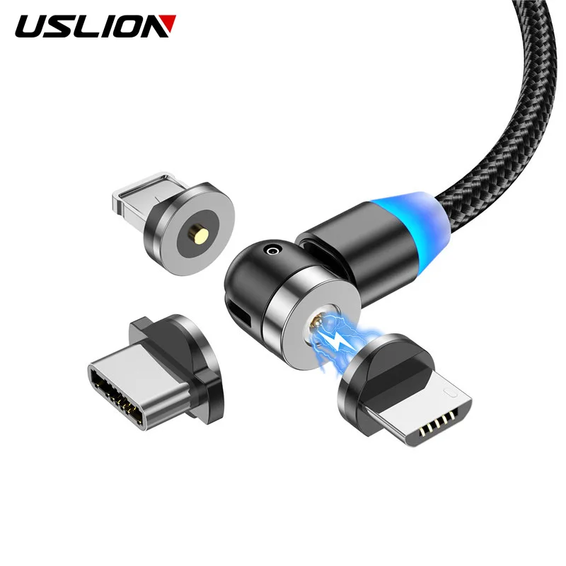 Магнитный кабель USLION Micro USB Type C для iPhone 11 Pro XS Max Samsung Xiaomi Note 1 м/2 м usb-кабель быстрой