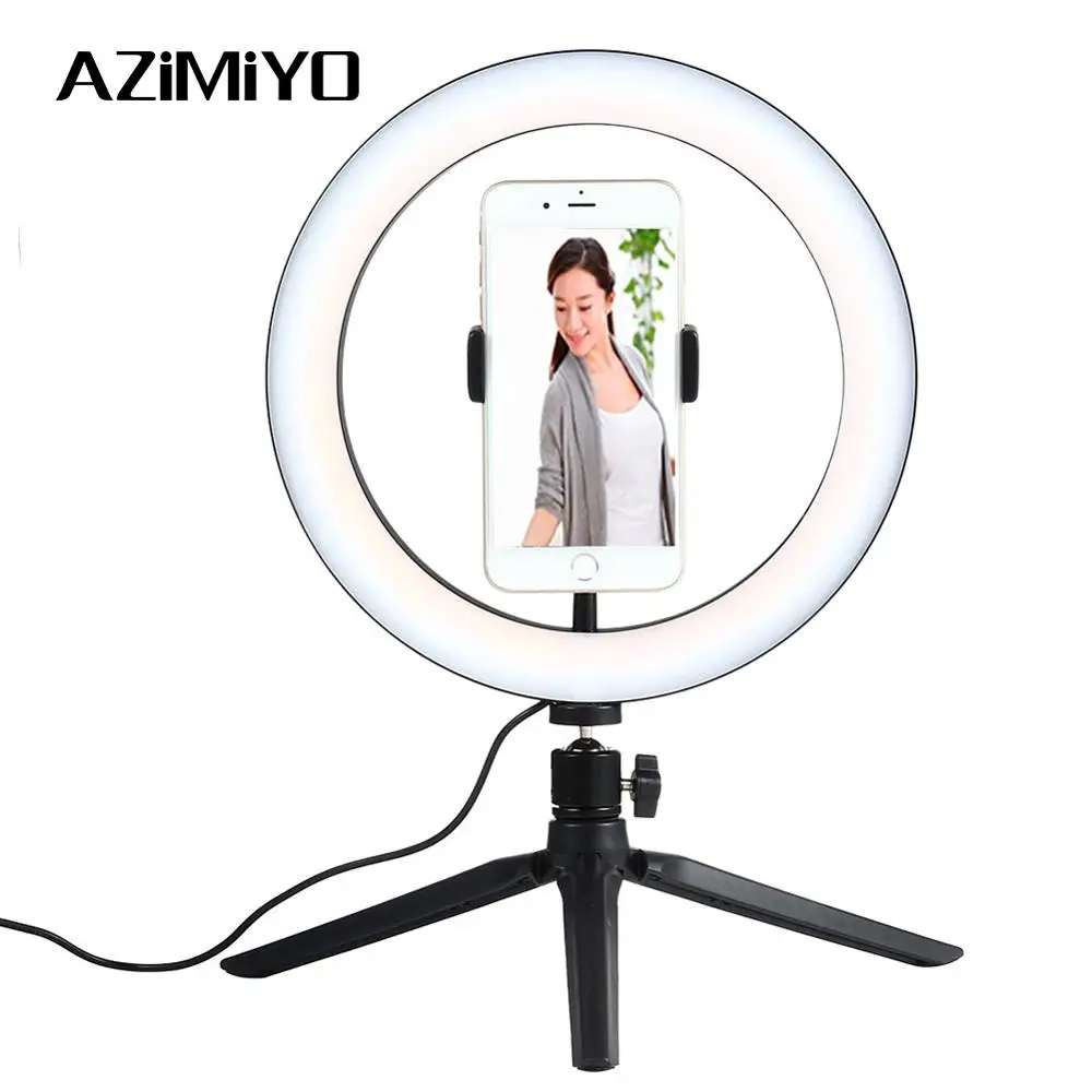 AZiMiYO LED Selfie Ring Light Dimmable Camera Phone Ring Lamp Tripod Stand Photographic Lighting for Youtube video live
AZiMiYO LED Selfie Ring Light Dimmable Camera Phone Ring Lamp Tripod Stand Photographic Lighting for Youtube video live