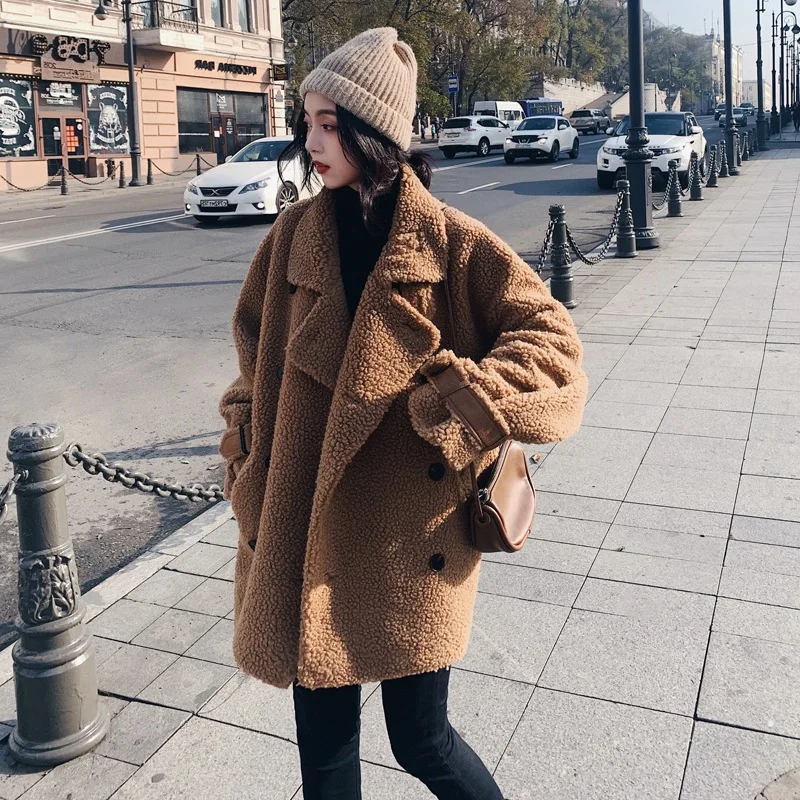 Photo Shoot CHIC-Salt Sweet Granule Lamb Fur Camel Stand Collar Double Breasted Loose-Fit Woolen Jacket Women's
Photo Shoot CHIC-Salt Sweet Granule Lamb Fur Camel Stand Collar Double Breasted Loose-Fit Woolen Jacket Women's