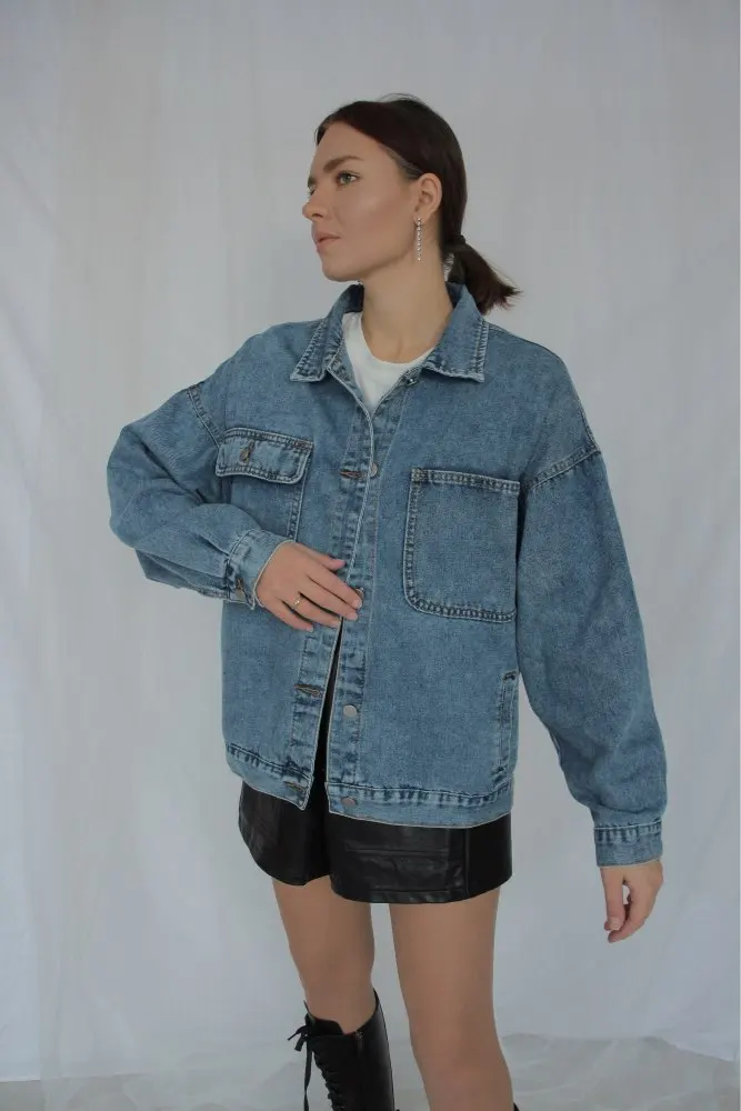 Casual Light Blue Korean Oversized Denim Jackets JKP4723