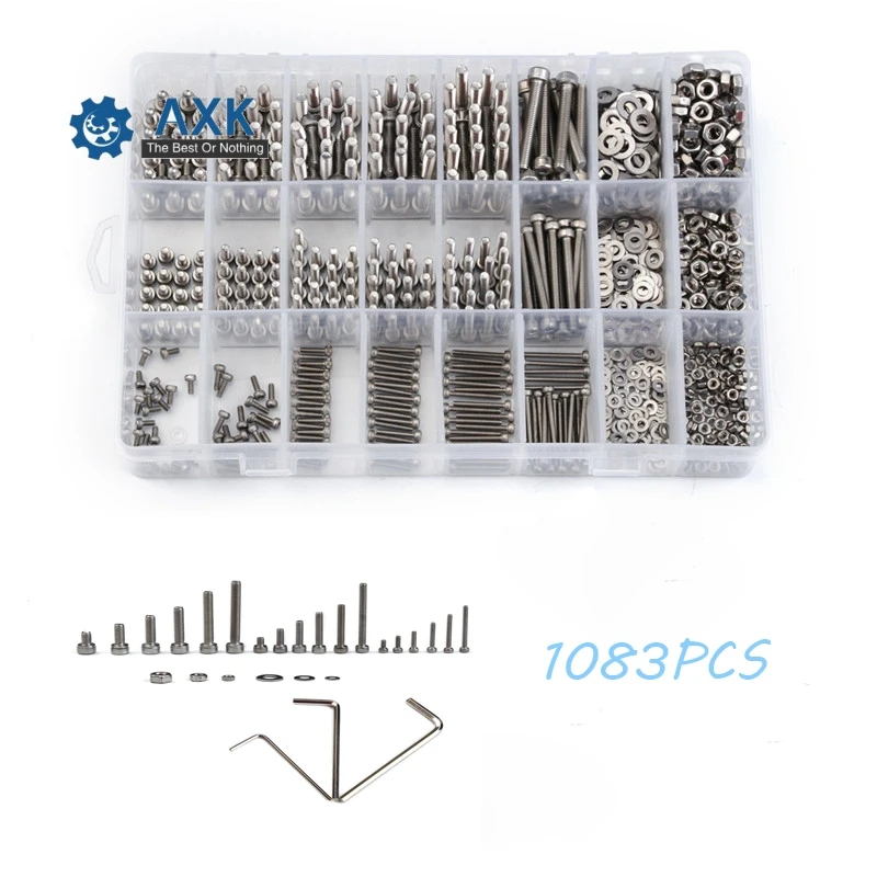 1080PCS M2/M3/M4 Stainless Steel Fastener Hardware Hexagon Socket Head Cap Screws Flat Washer with 3PCS Nuts Wrench Kit
1080PCS M2/M3/M4 Stainless Steel Fastener Hardware Hexagon Socket Head Cap Screws Flat Washer with 3PCS Nuts Wrench Kit
