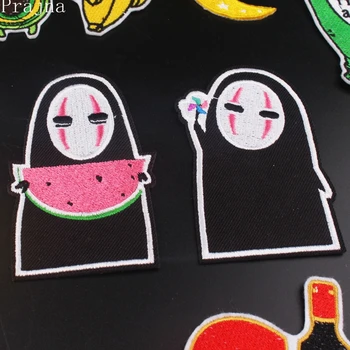 

Prajna Anime Patch No Face Man Stickers Iron On Embroidered Patches For Clothes Stripe Cute Badge Spirited Away Totoro Applique