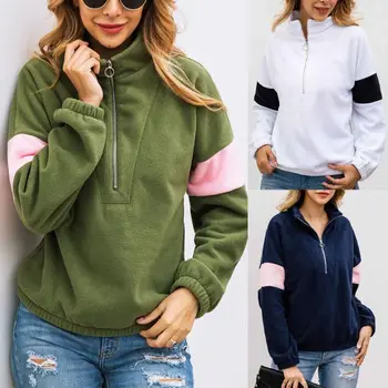 Women Autumn Zipper Up Polar Fleece Turtleneck Pullover Hoodies Lady Winter Casual Long Sleeve Color Stiching Sweatshirt Outwear
Women Autumn Zipper Up Polar Fleece Turtleneck Pullover Hoodies Lady Winter Casual Long Sleeve Color Stiching Sweatshirt Outwear