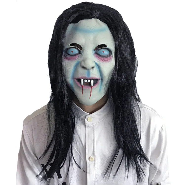 

Halloween Horror Witch Mask Long Hair Grudge Sadako Ghost Grimace Mask Ball Performance Scary Props