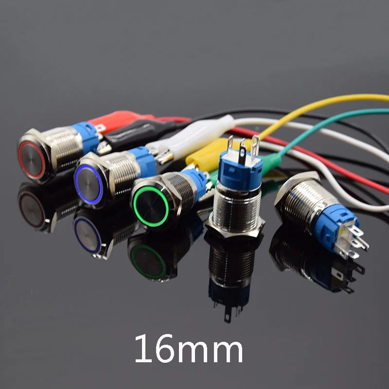 16mm Metal Push Button Switch LED Light 3-6V 12V 24V 110V 220V Self lock/ Momentary reset Car Start Button Power Button red blue
16mm Metal Push Button Switch LED Light 3-6V 12V 24V 110V 220V Self lock/ Momentary reset Car Start Button Power Button red blue