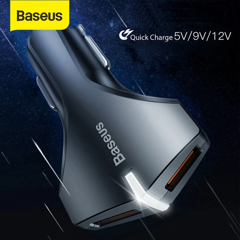 Автомобильное зарядное устройство Baseus QC 3 0 быстрая зарядка с двумя usb-портами