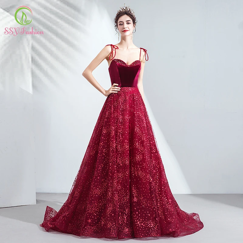 SSYFashion New Bride Banquet Elegant Evening Dress Sweetheart Burgundy Sequins Shining Long Prom Formal Gowns Vestido De Noche
SSYFashion New Bride Banquet Elegant Evening Dress Sweetheart Burgundy Sequins Shining Long Prom Formal Gowns Vestido De Noche