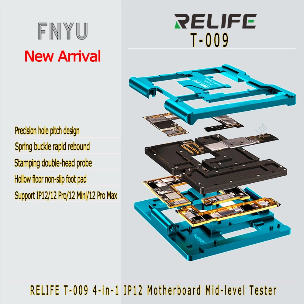 Motherboard Mid-level Tester RELIFE T-009 For IP12 Pro Max Mini 4-in-1 Double-Ended Spring Probe Non-Slip Test Fixture | Инструменты