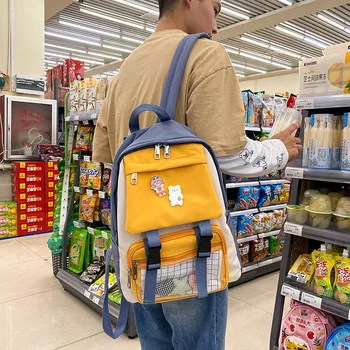 new Korean style color matching backpack couple backpack large capacity leisure outdoor travel bag student school bag Female bag 
new Korean style color matching backpack couple backpack large capacity leisure outdoor travel bag student school bag Female bag