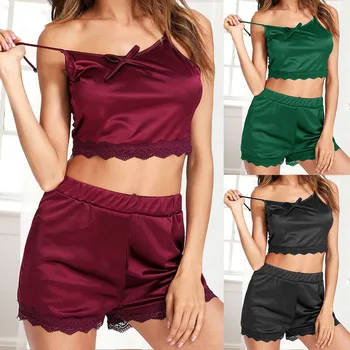 Women Pajamas Women Bow Sleepwear Sleeveless Strap Nightwear Lace Trim Satin Cami Top Pajama Sets sexy nightgowns nighty sexy
Women Pajamas Women Bow Sleepwear Sleeveless Strap Nightwear Lace Trim Satin Cami Top Pajama Sets sexy nightgowns nighty sexy