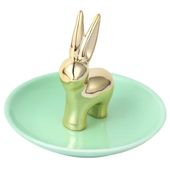 1 Pc Ceramic Jewelry Storage Tray Creative Golden Rabbit Ring Holder Earring Storage Dish Clip Small Items Holding Plate (Green
1 Pc Ceramic Jewelry Storage Tray Creative Golden Rabbit Ring Holder Earring Storage Dish Clip Small Items Holding Plate (Green