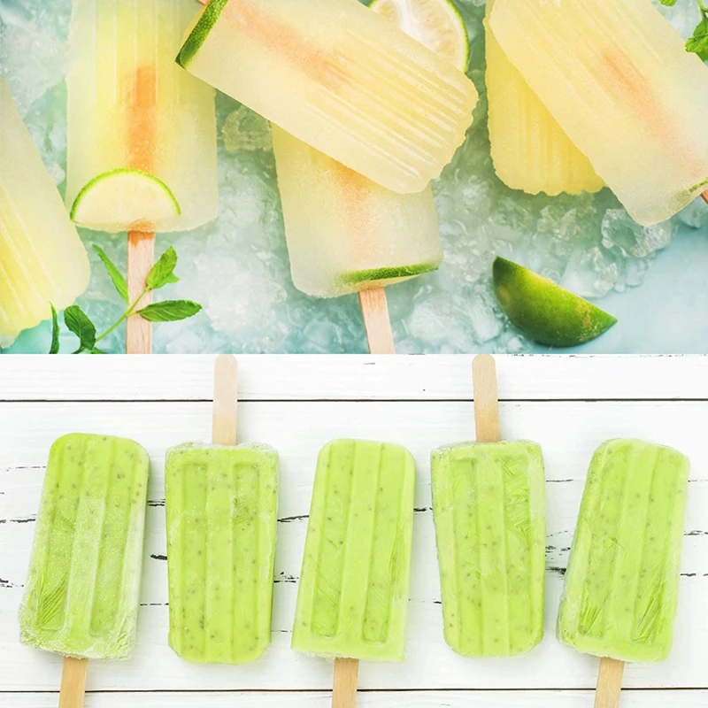 Generic 300 Pcs Popsicle Sticks And Pop Bags Set Ice Cream Clear