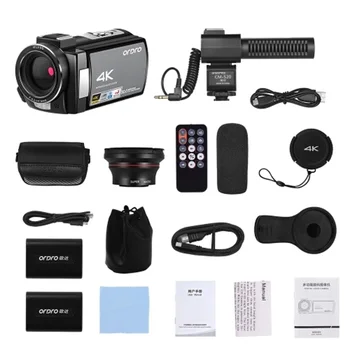 

ORDRO HDV-AE8 4K WiFi Digital Video Camera Camcorder DV Recorder 24MP 16X Digital Zoom IR Night Vision 3 Inch IPS LCD Touchs