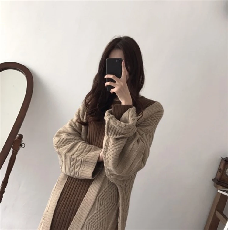 Colorfaith New 2020 Autumn Winter Female Sweater Knitted Long Cardigans Korean Style Lace Up Casual Elegant Women’s  Coat JK1945