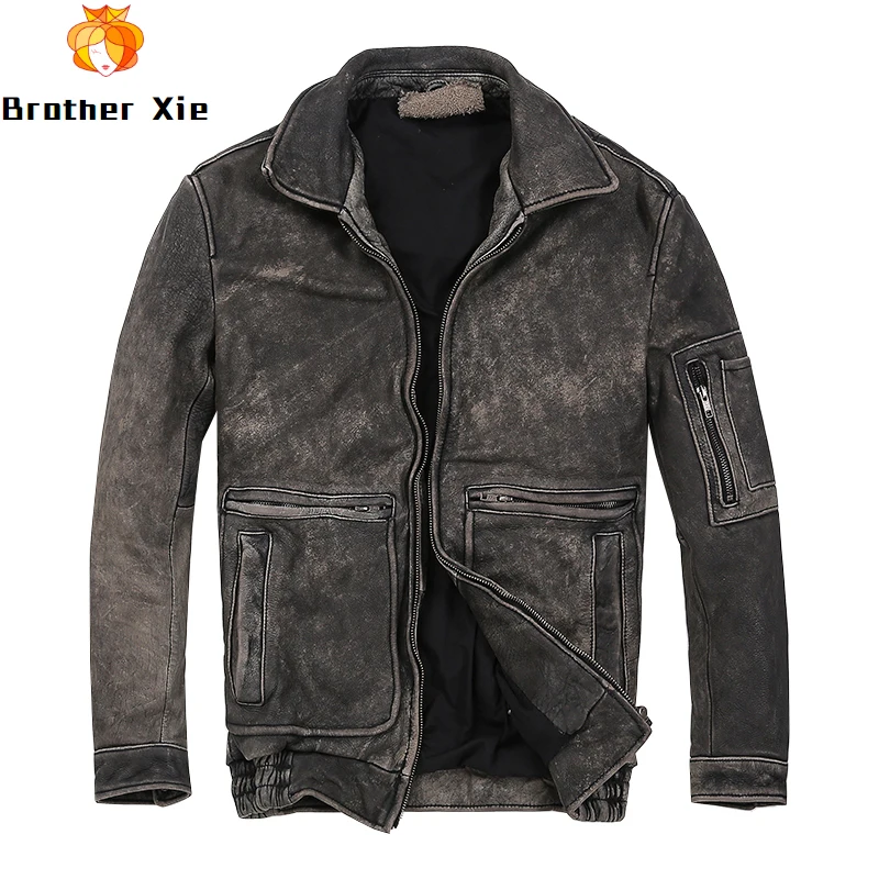 2020 Men's Vintage Genuine Leather Jacket Black Gray Genuine Cowhide Jackets Plus Size 4XL Motorcycle Biker Coat for Male
2020 Men's Vintage Genuine Leather Jacket Black Gray Genuine Cowhide Jackets Plus Size 4XL Motorcycle Biker Coat for Male