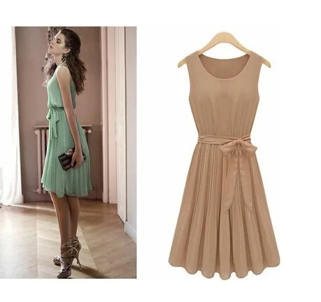 2019Applerloth A summer new style women's dress sleeveless pleated vest, chiffon round collar dress elegant dress
2019Applerloth A summer new style women's dress sleeveless pleated vest, chiffon round collar dress elegant dress