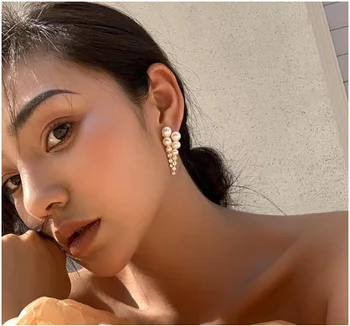 Brass With 18K Gold Real Pearl Zircon Drop Earrings Women Jewelry Punk Party Sweety Gown Runway Boho Korean Japan
Brass With 18K Gold Real Pearl Zircon Drop Earrings Women Jewelry Punk Party Sweety Gown Runway Boho Korean Japan