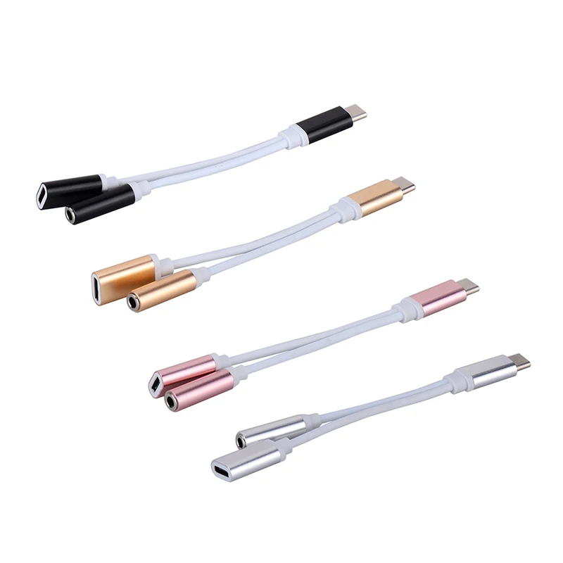 3.5mm Jack For 1 in 2 USB-C to 3.5 AUX Audio Cable 2in1 USB Type C Splitter Earphone Adapter | Мобильные телефоны и