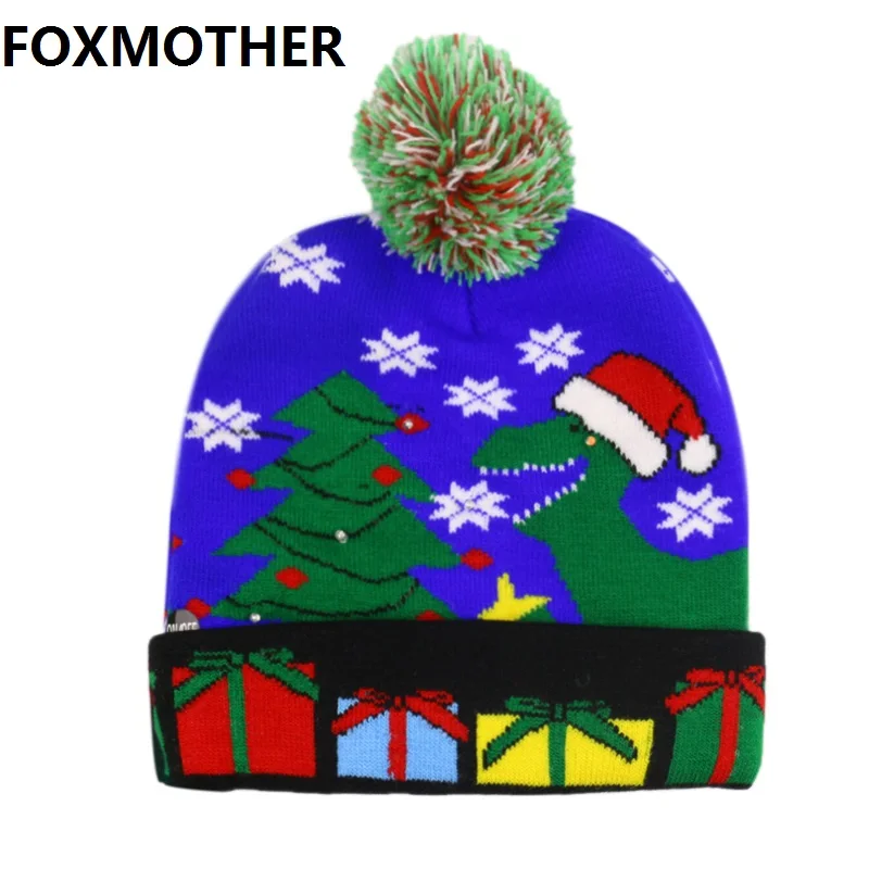 FOXMOTHERMen's Women's Christmas Tree Print LED Ball Knitted Beanie Hat PomPom Autumn Winter New Caps
FOXMOTHERMen's Women's Christmas Tree Print LED Ball Knitted Beanie Hat PomPom Autumn Winter New Caps