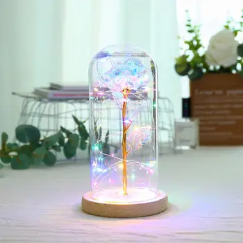2020 Valentine's Day Gold Foil Artificial Rose Flower And LED Light String In Glass Dome On Wooden Base Romantic Gift
2020 Valentine's Day Gold Foil Artificial Rose Flower And LED Light String In Glass Dome On Wooden Base Romantic Gift