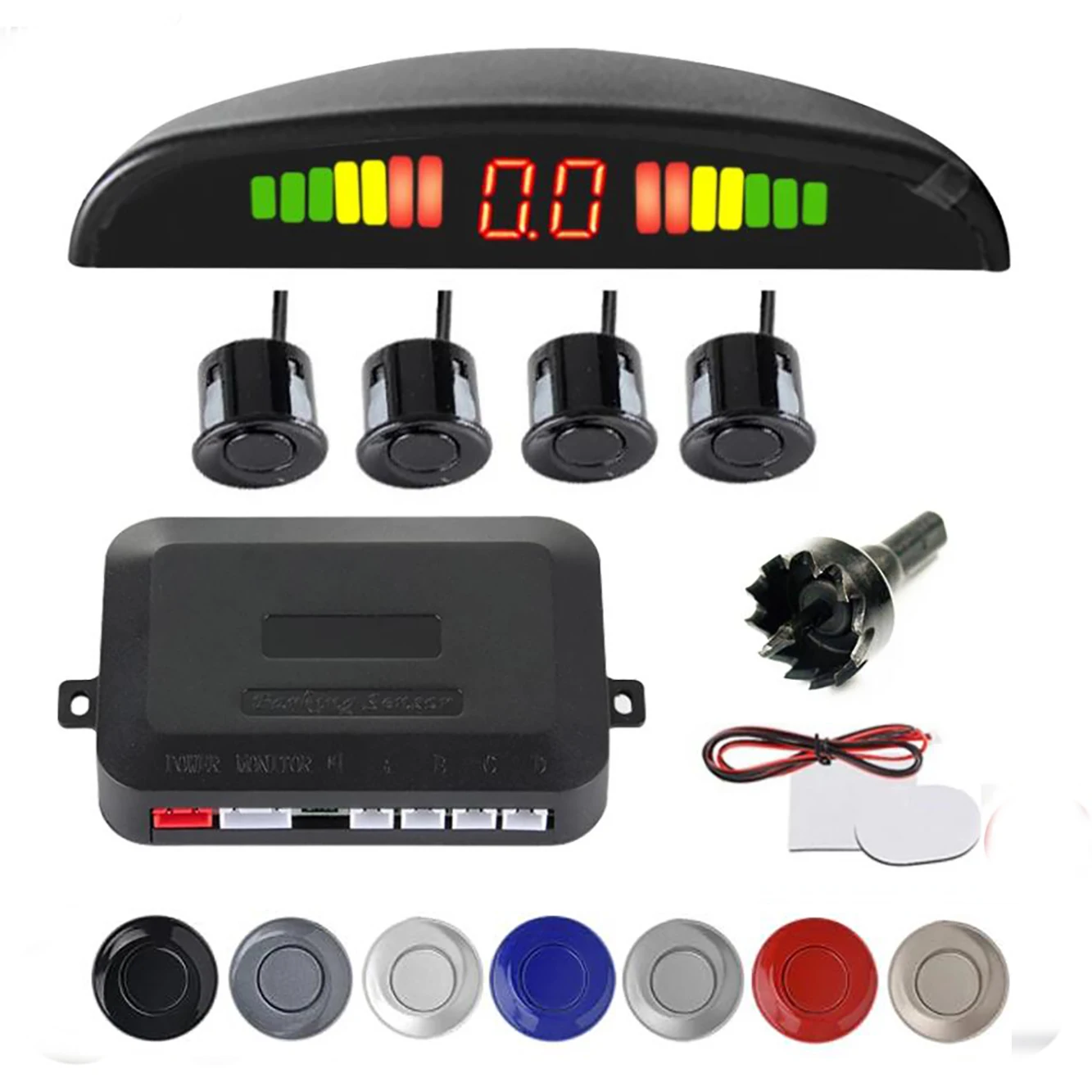 Автомобильный парктроник СВЕТОДИОДНЫЙ парковочный радар с 4 датчиками парковки