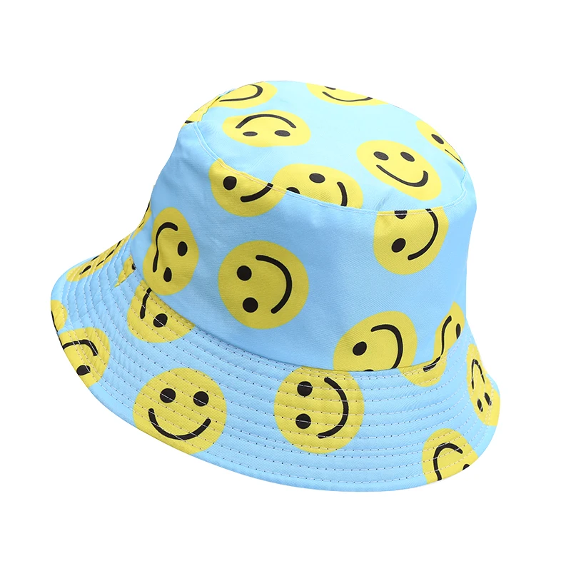 Fashion SMILE Bucket Hat Double Sided Bucket Hat Smiling Face