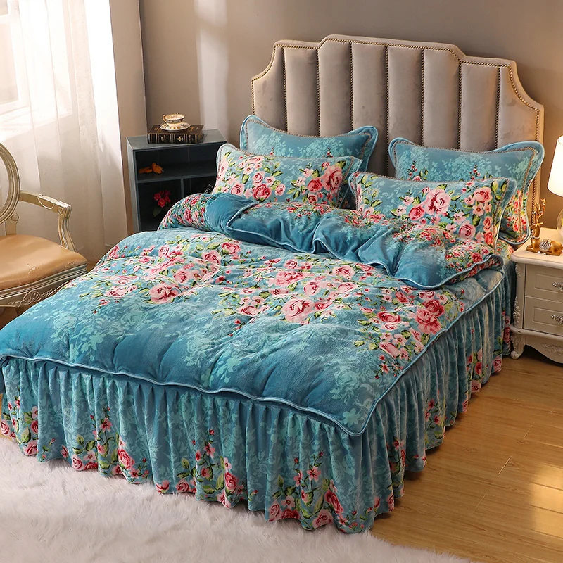 Plush Shaggy Floral printed Duvet Cover Set 4/6Pieces Soft Warm Bedding Duvet Cover set Elastic Bed Skirt Set Perfect for Winter
Plush Shaggy Floral printed Duvet Cover Set 4/6Pieces Soft Warm Bedding Duvet Cover set Elastic Bed Skirt Set Perfect for Winter