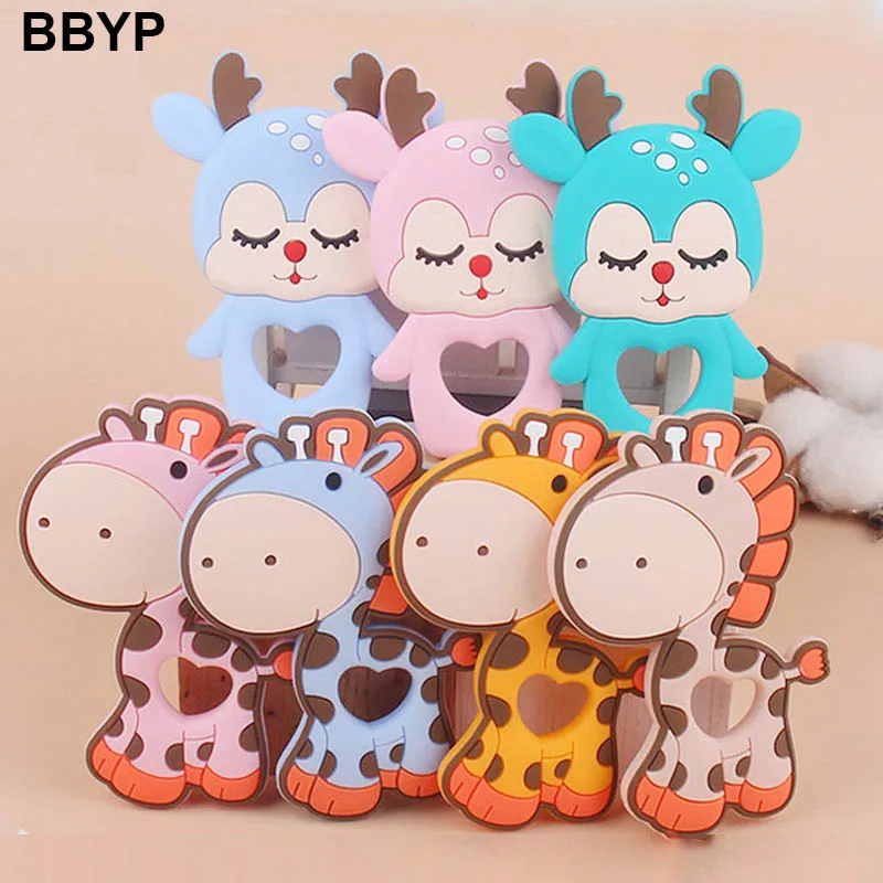 Cartoon Animal Teether Elk/Giraffe Silicone Beads Baby Teether Molar Soother Nursing Teething Chewing Toy
Cartoon Animal Teether Elk/Giraffe Silicone Beads Baby Teether Molar Soother Nursing Teething Chewing Toy