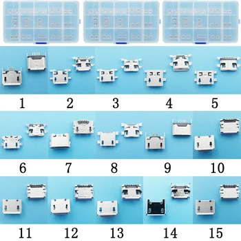 150pcs/box 15 Models Micro USB Connector B Type Port 5 Pin Microphone Charging Port Connector For Sony Huawei Vivo Samsung etc
150pcs/box 15 Models Micro USB Connector B Type Port 5 Pin Microphone Charging Port Connector For Sony Huawei Vivo Samsung etc