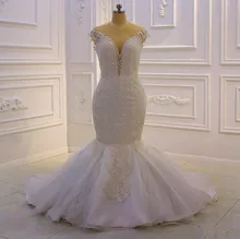 Luxury Beaded Mermaid Wedding Dresses Arabic Dubai Plus Size Lace Appliqued Sheer Neck 2022 Robe Marriage Vestidos De Novia
Luxury Beaded Mermaid Wedding Dresses Arabic Dubai Plus Size Lace Appliqued Sheer Neck 2022 Robe Marriage Vestidos De Novia