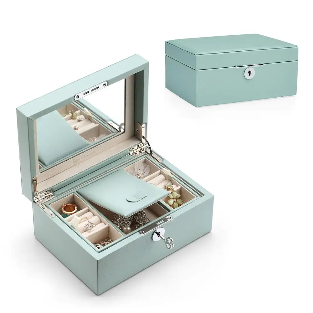 Vlando Lockabl Jewelry Box Gift Jewelry Tray Box High Capacity Mirrored with Key, Soft PU Leather Wooden Decorative
Vlando Lockabl Jewelry Box Gift Jewelry Tray Box High Capacity Mirrored with Key, Soft PU Leather Wooden Decorative