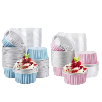 100Pcs 5Oz 125Ml Disposable Cake Baking Cups Muffin Liners Cups with Lids Aluminum Foil Cupcake Baking Cups-Blue
100Pcs 5Oz 125Ml Disposable Cake Baking Cups Muffin Liners Cups with Lids Aluminum Foil Cupcake Baking Cups-Blue