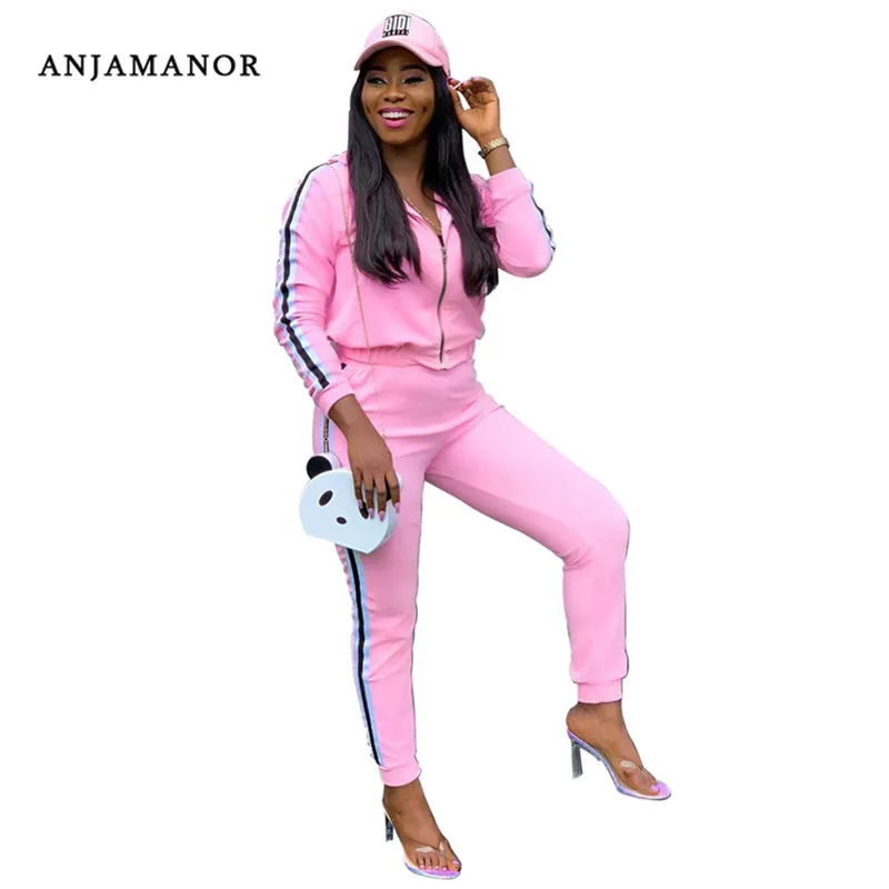 ANJAMANOR Fashion Casual Striped Sports Tracksuit Women Two Piece Set Zip Up Hoodie and Sweatpant Autumn Sweat Suit D59-AH55
ANJAMANOR Fashion Casual Striped Sports Tracksuit Women Two Piece Set Zip Up Hoodie and Sweatpant Autumn Sweat Suit D59-AH55