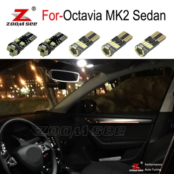 16pc LED door footwell bulb + LED Interior dome Light Kit for Skoda for Octavia 2 saloon MK2 MK II sedan RS 1Z3 (2005-2012)